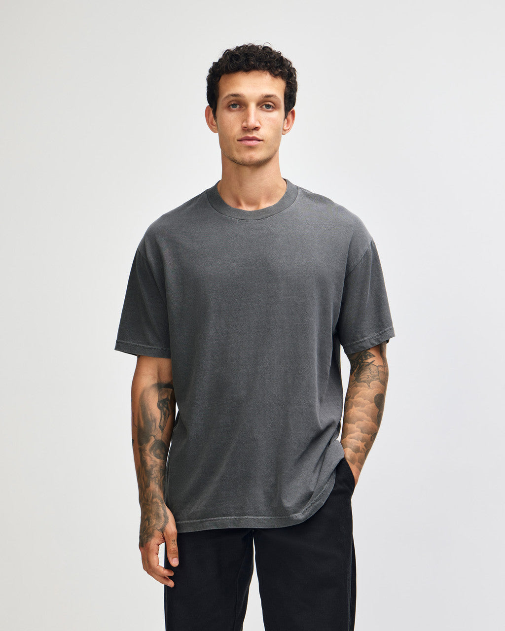 American Apparel Unisex Garment Dyed Heavyweight Cotton T-Shirt - Faded Black