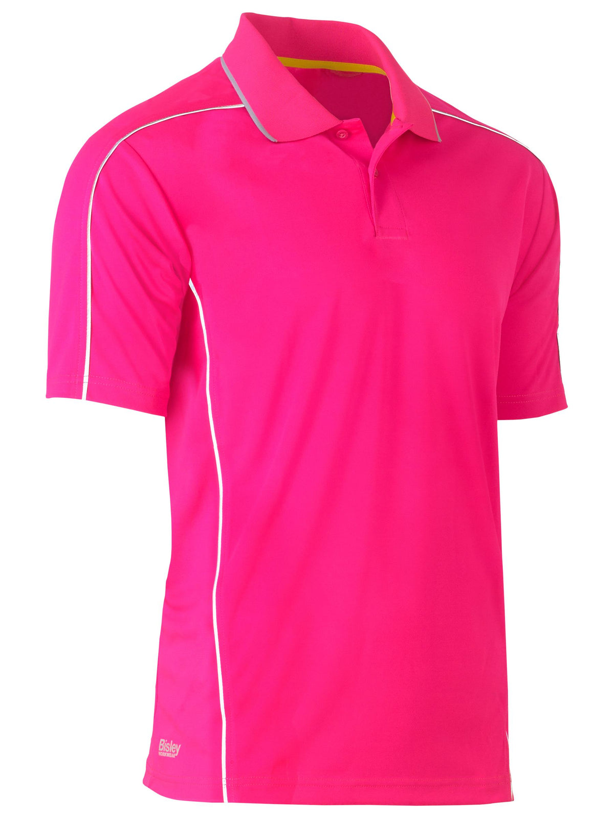Cool Mesh Polo with Reflective Piping - Pink