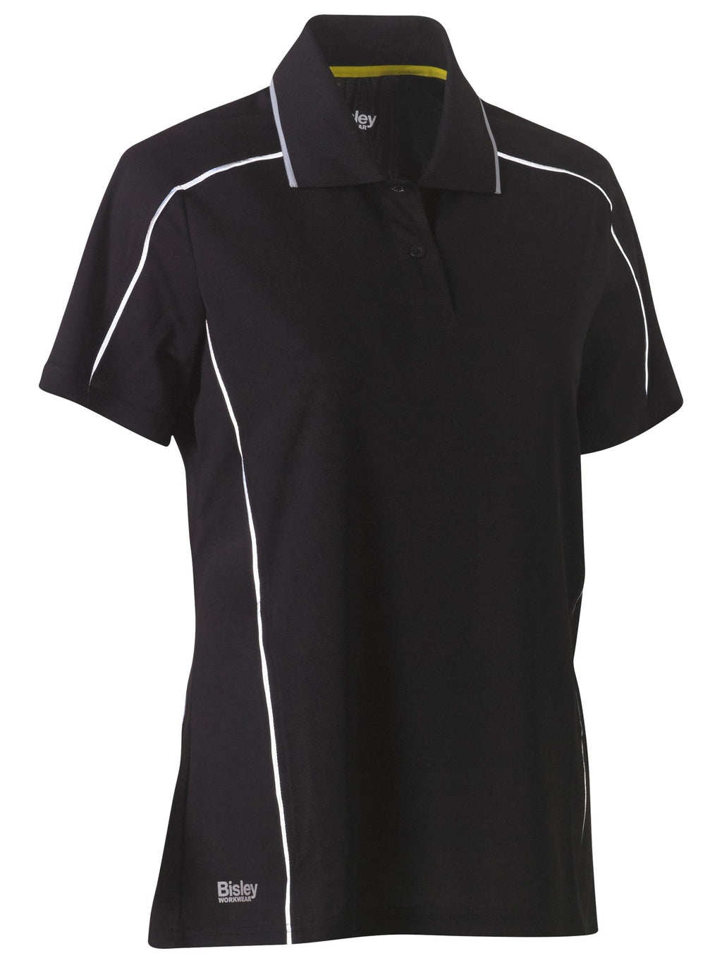 Women's Cool Mesh Polo with Reflective Piping - Black