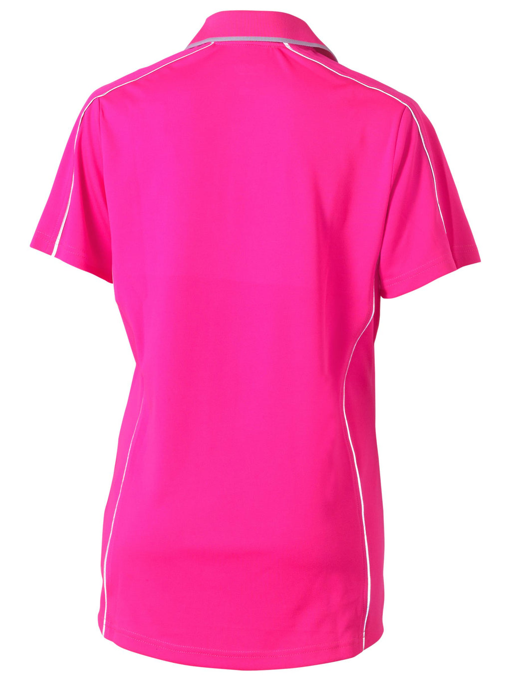 Women's Cool Mesh Polo with Reflective Piping - Pink