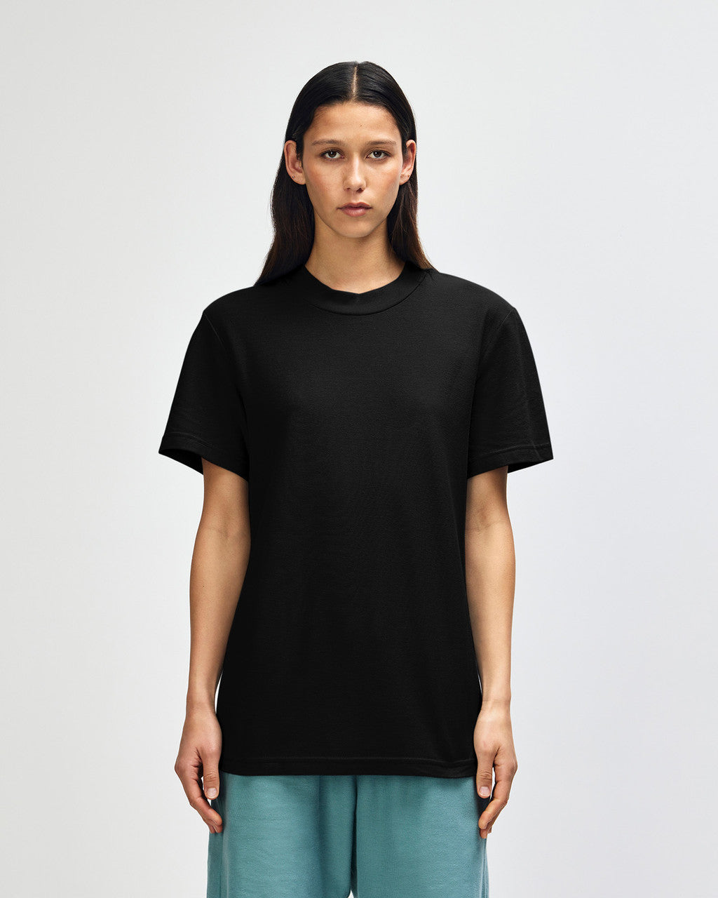 American Apparel Unisex Pique Mockneck T-shirt - Black