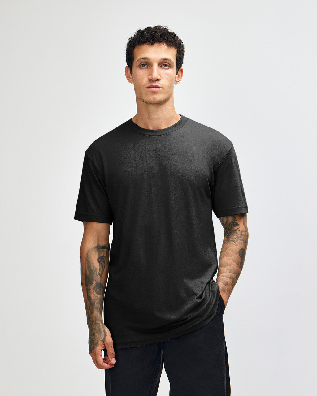 American Apparel Cotton Long Sleeve Fine Jersey T-shirt - Black