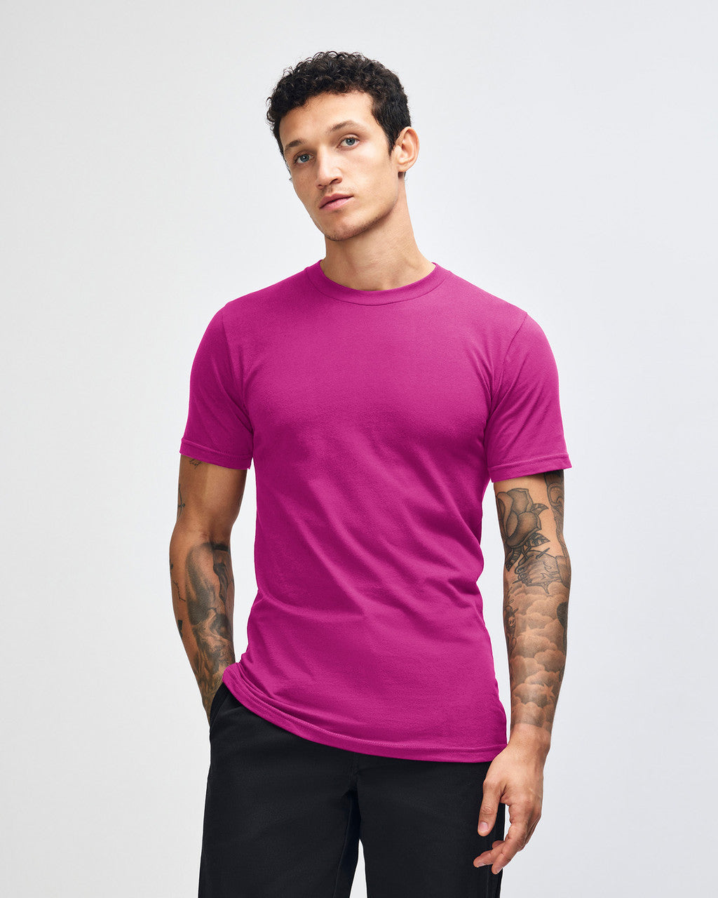 American Apparel Unisex Fine Jersey Short Sleeve T-Shirt - Super Pink