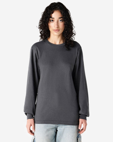 American Apparel Cotton Long Sleeve Fine Jersey T-shirt - Asphalt