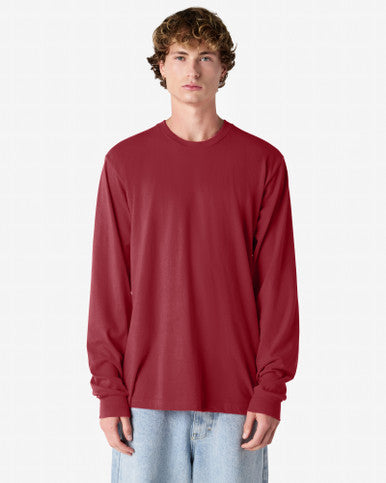 American Apparel Cotton Long Sleeve Fine Jersey T-shirt - Cranberry