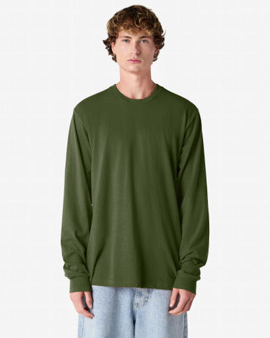 American Apparel Cotton Long Sleeve Fine Jersey T-shirt - Olive