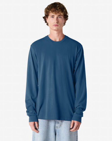 American Apparel Cotton Long Sleeve Fine Jersey T-shirt - Sea Blue