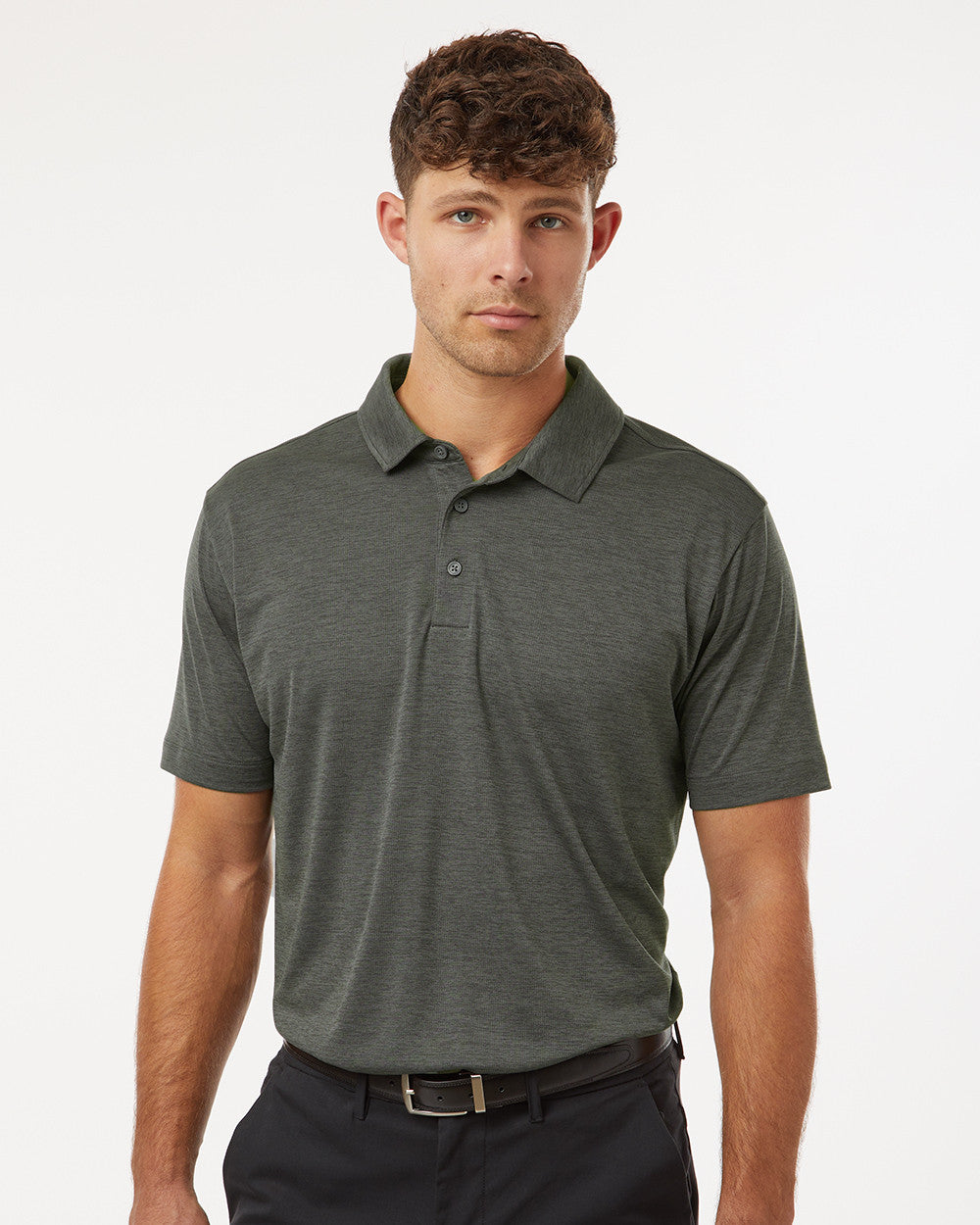 ALL PRO Men's Polyester Heather Melange Polo - Charcoal Melange