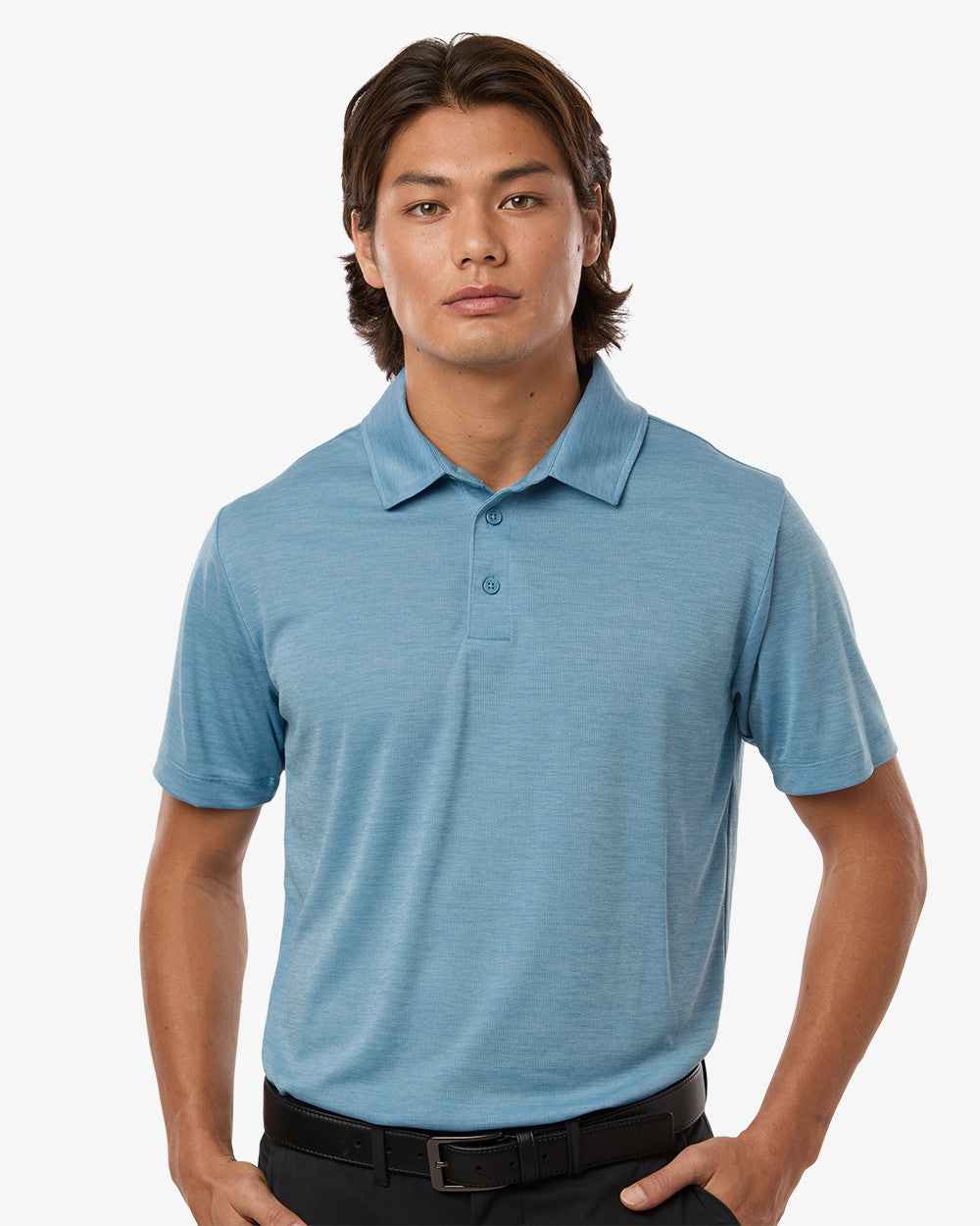 ALL PRO Men's Polyester Heather Melange Polo - Cloud Blue Melange