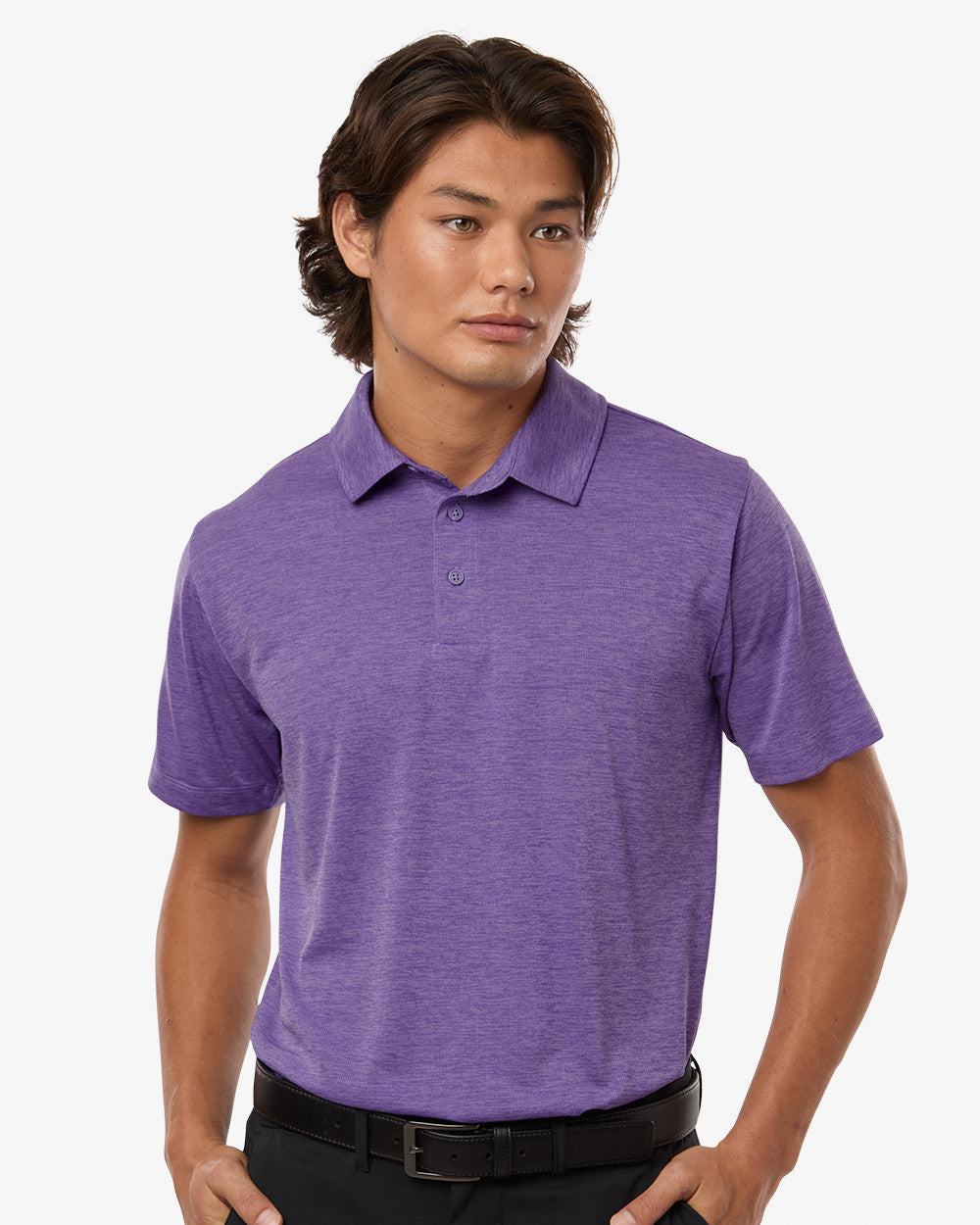 ALL PRO Men's Polyester Heather Melange Polo - Violet Melange