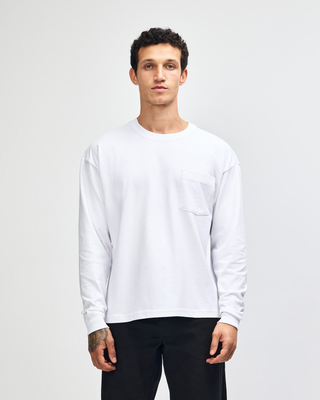 American Apparel Super Heavyweight Unisex Long Sleeve Pocket T-Shirt - White