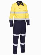 Taped Hi Vis Coverall with Waist Zip Opening - Yellow/Navy