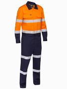 Taped Hi Vis Coverall with Waist Zip Opening - Orange/Navy