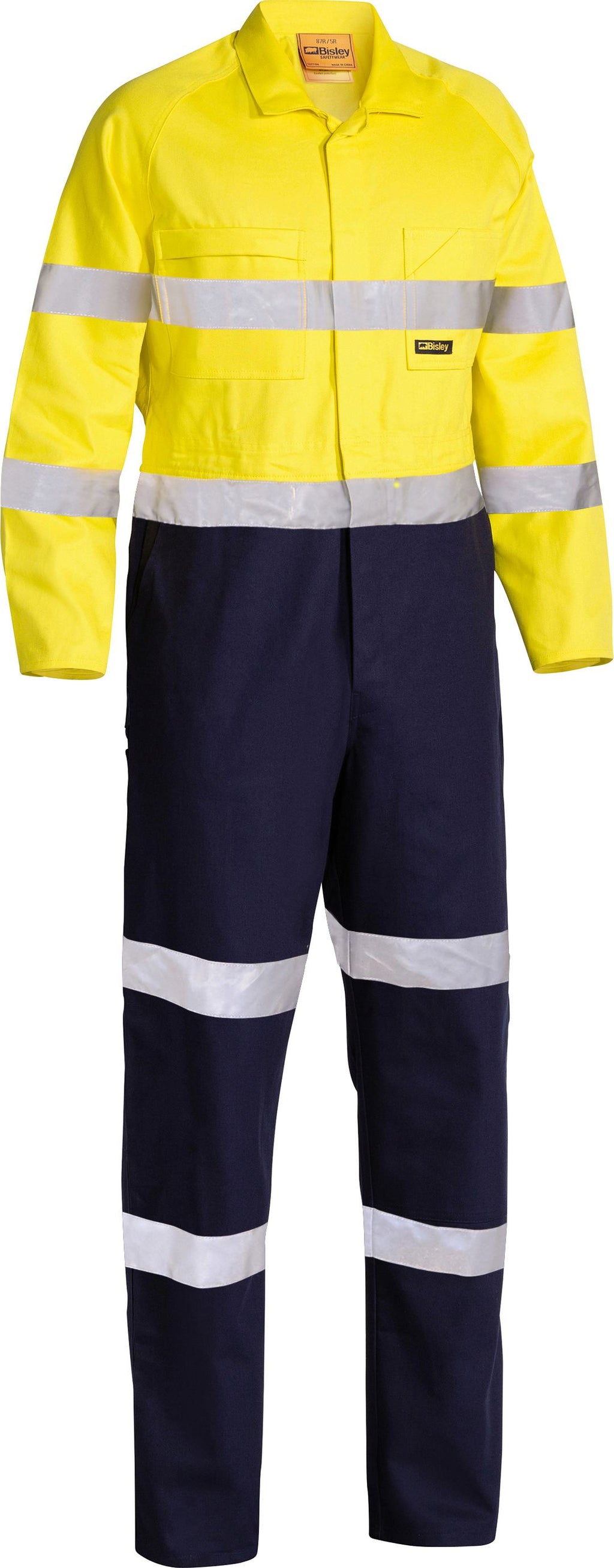 Taped Hi Vis Drill Coverall - Yellow/Navy