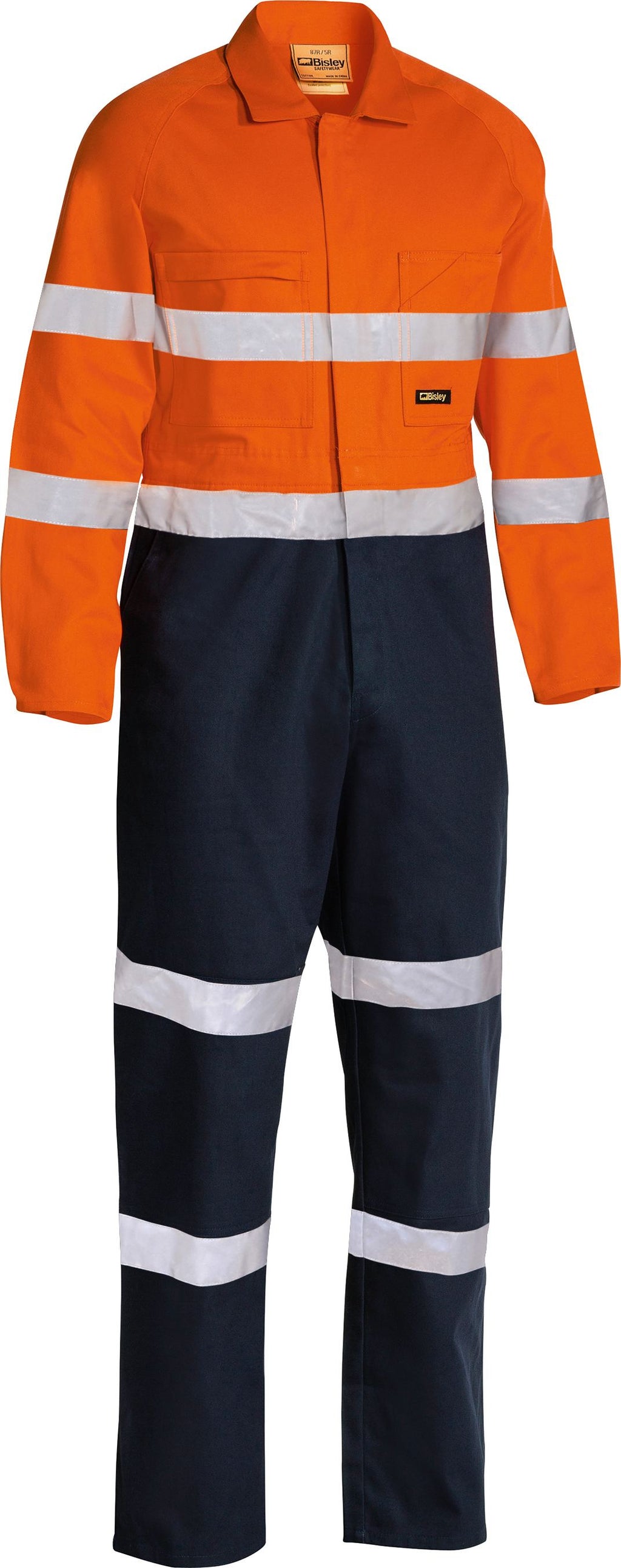 Taped Hi Vis Drill Coverall - Orange/Navy