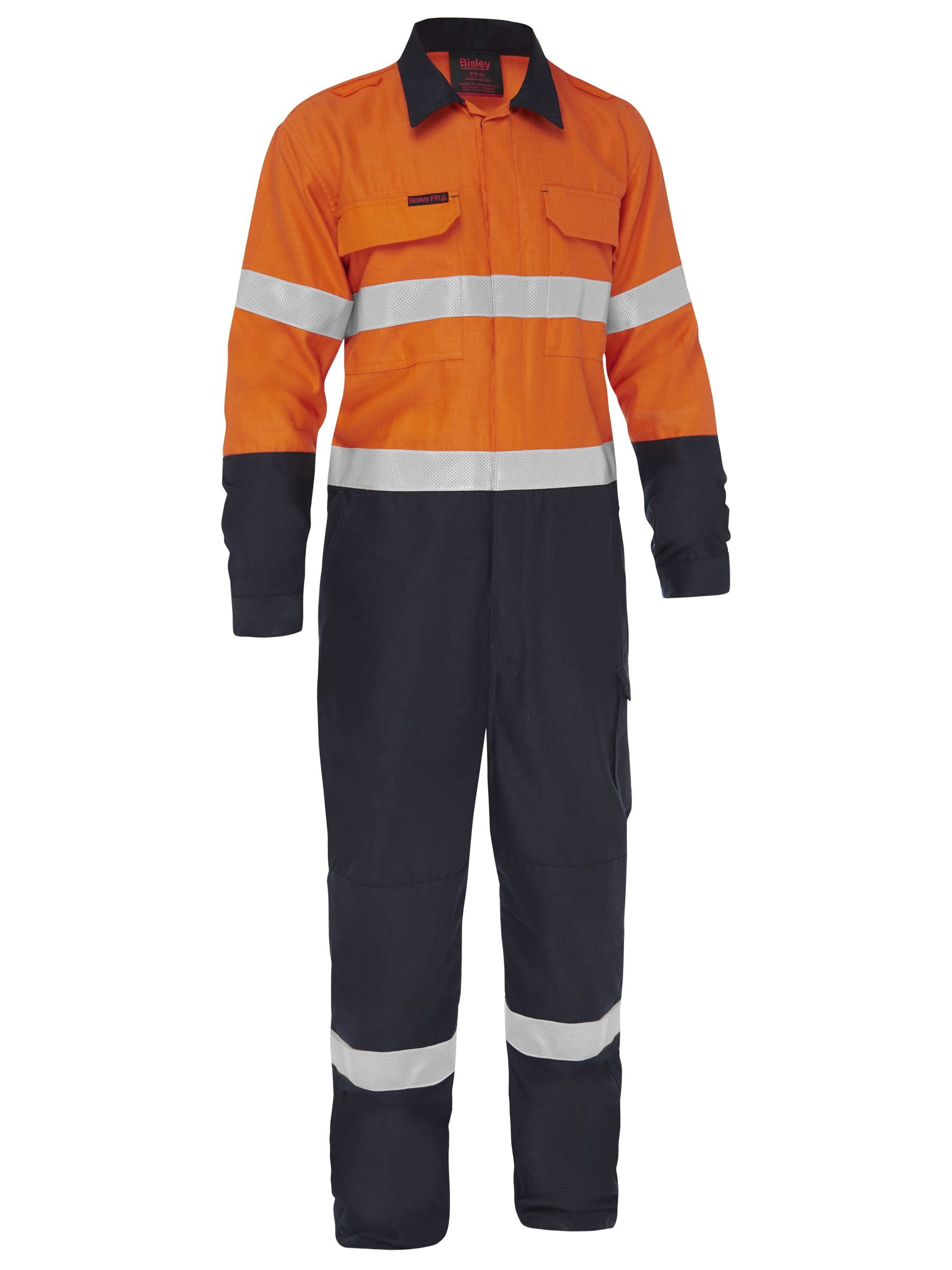Apex 185/240 Taped Hi Vis FR Ripstop Vented Coverall - Orange/Navy