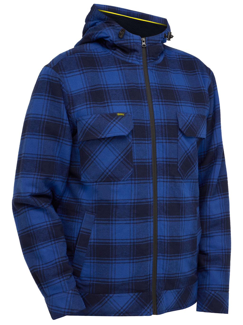 Zip Hoodie with Sherpa Lining - Blue Check