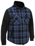 Contrast Check Hooded Shirt - Check Blue