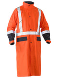 Taped Hi Vis Long Rain Coat - Orange/Navy