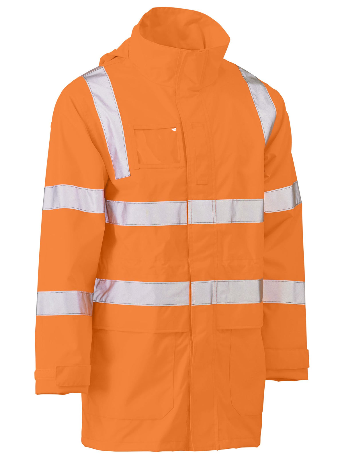 Taped Hi Vis VIC Rail Wet Weather Jacket - Rail Orange