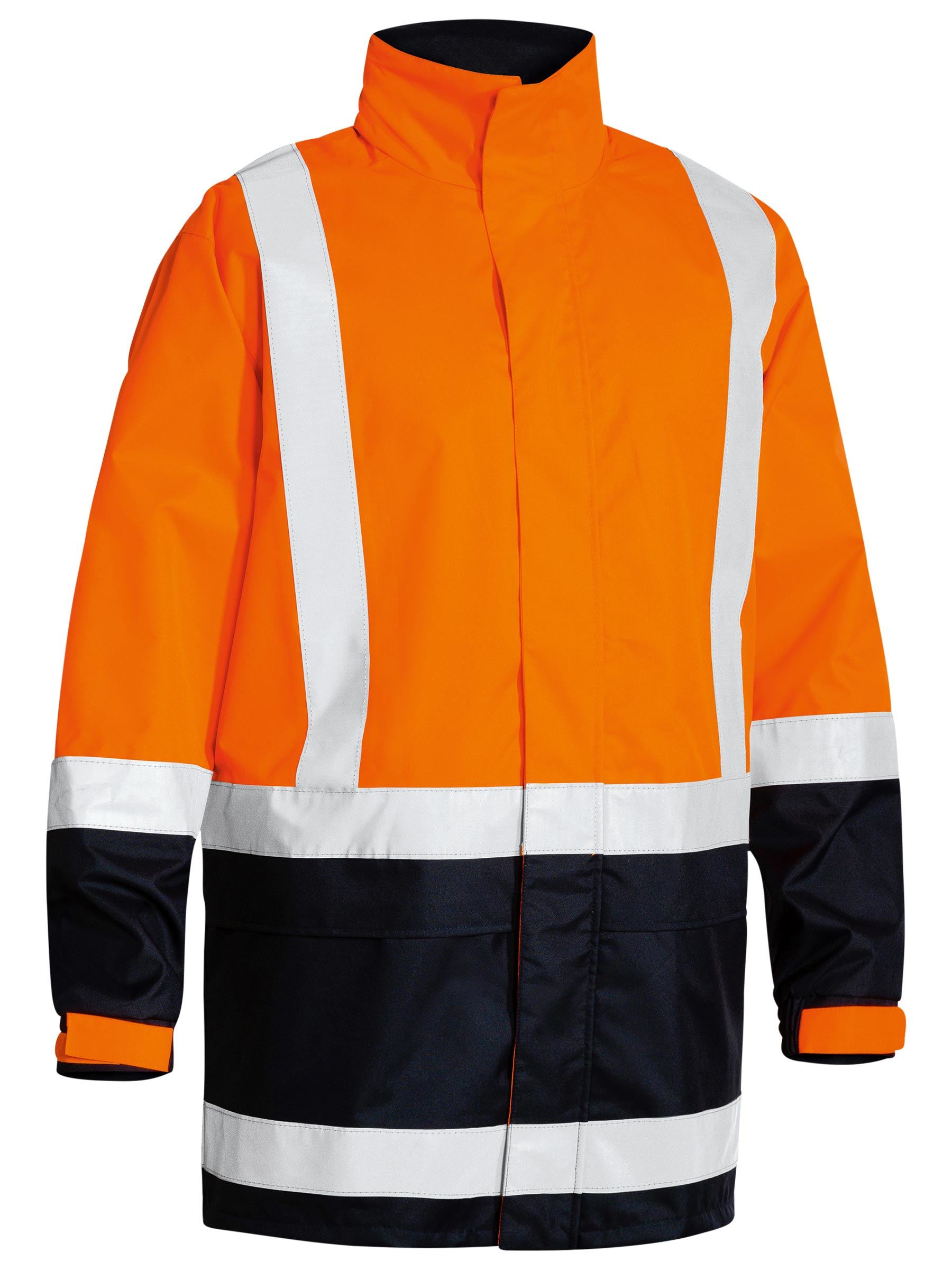 Taped Hi Vis Rain Shell Jacket - Orange/Navy