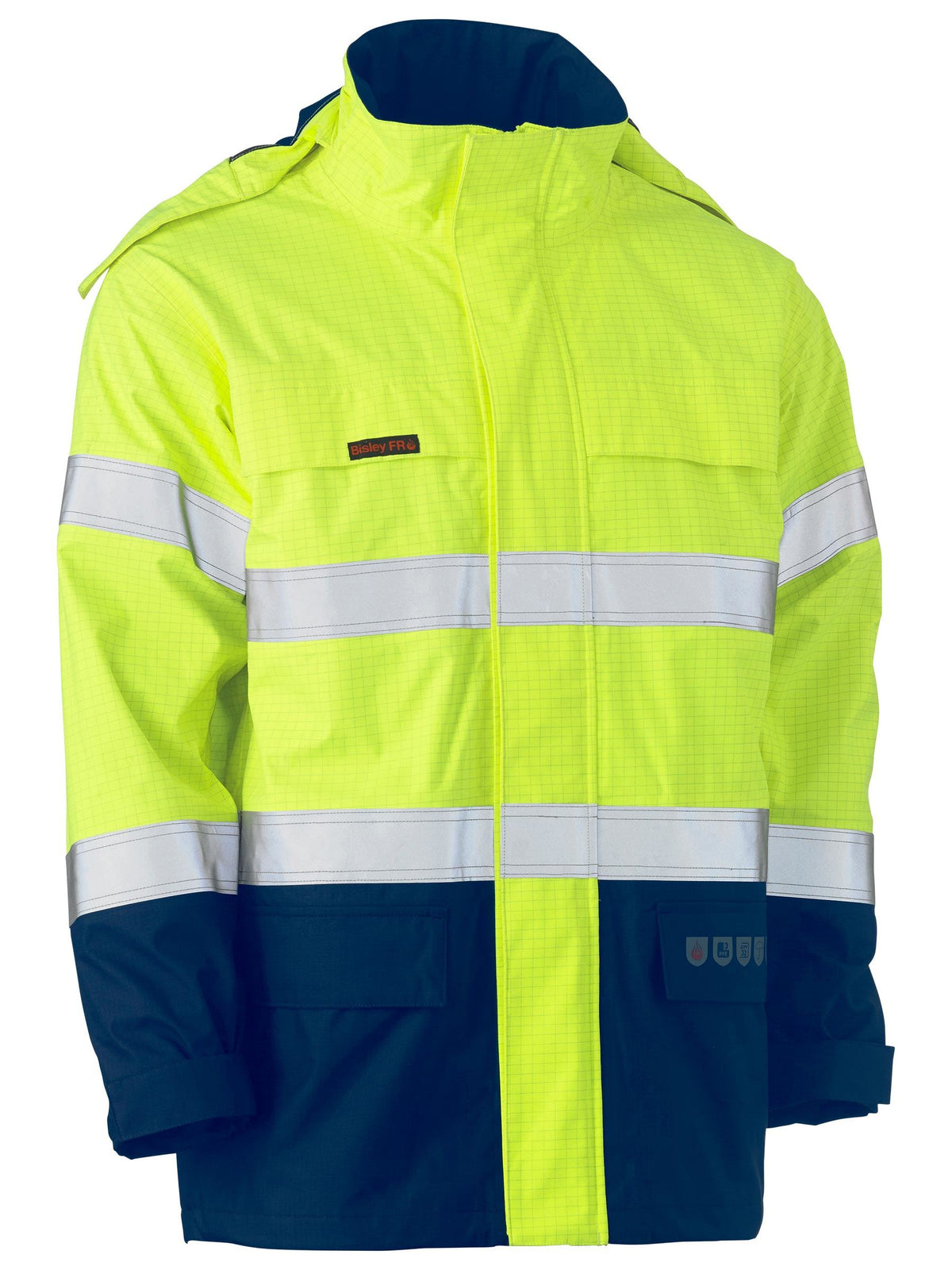 Taped Hi Vis FR Wet Weather Shell Jacket - Yellow/Navy