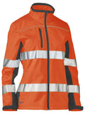 Women's Taped Two Tone Hi Vis Soft Shell Jacket - Orange/Navy