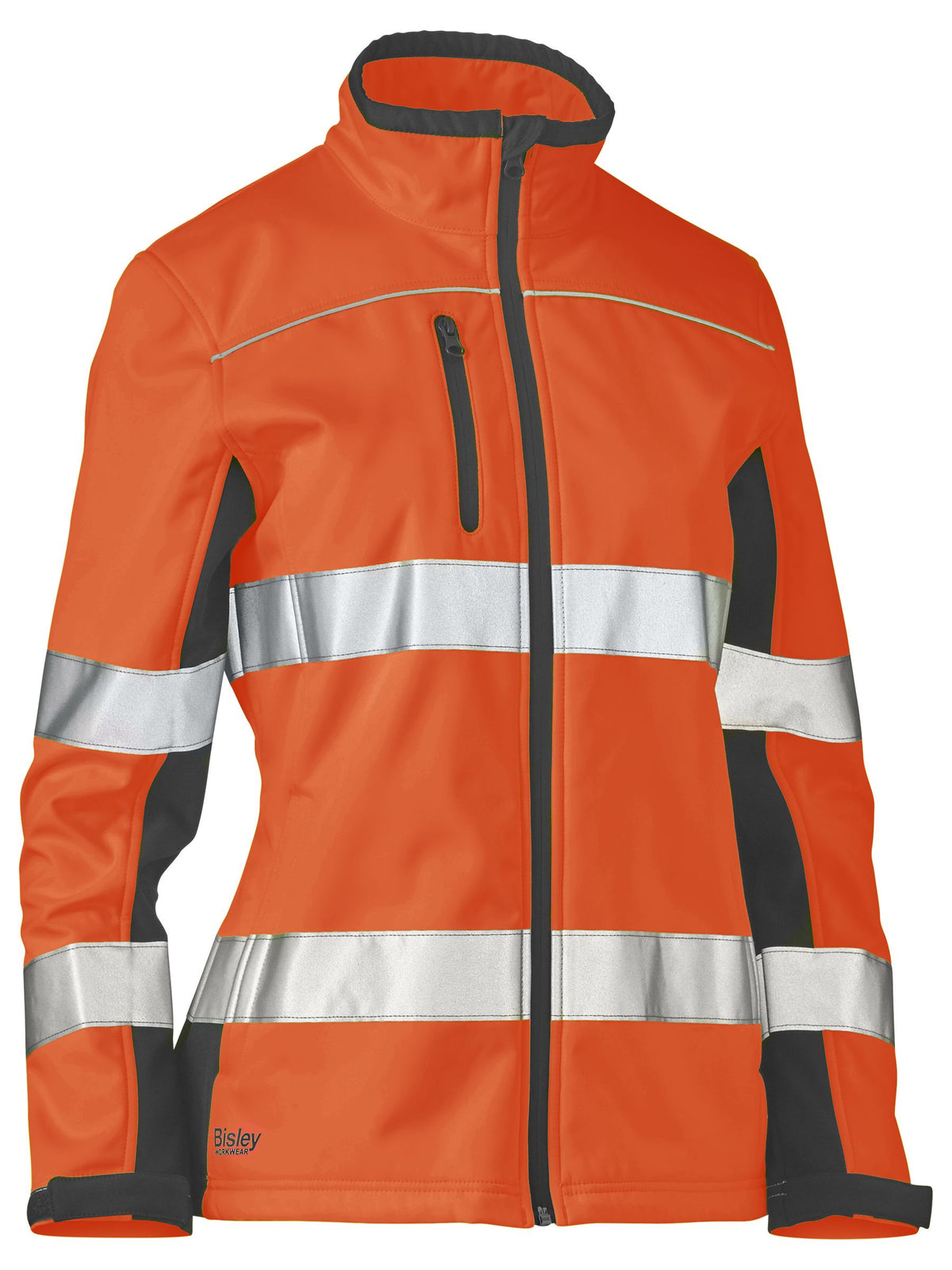 Women's Taped Two Tone Hi Vis Soft Shell Jacket - Orange/Navy