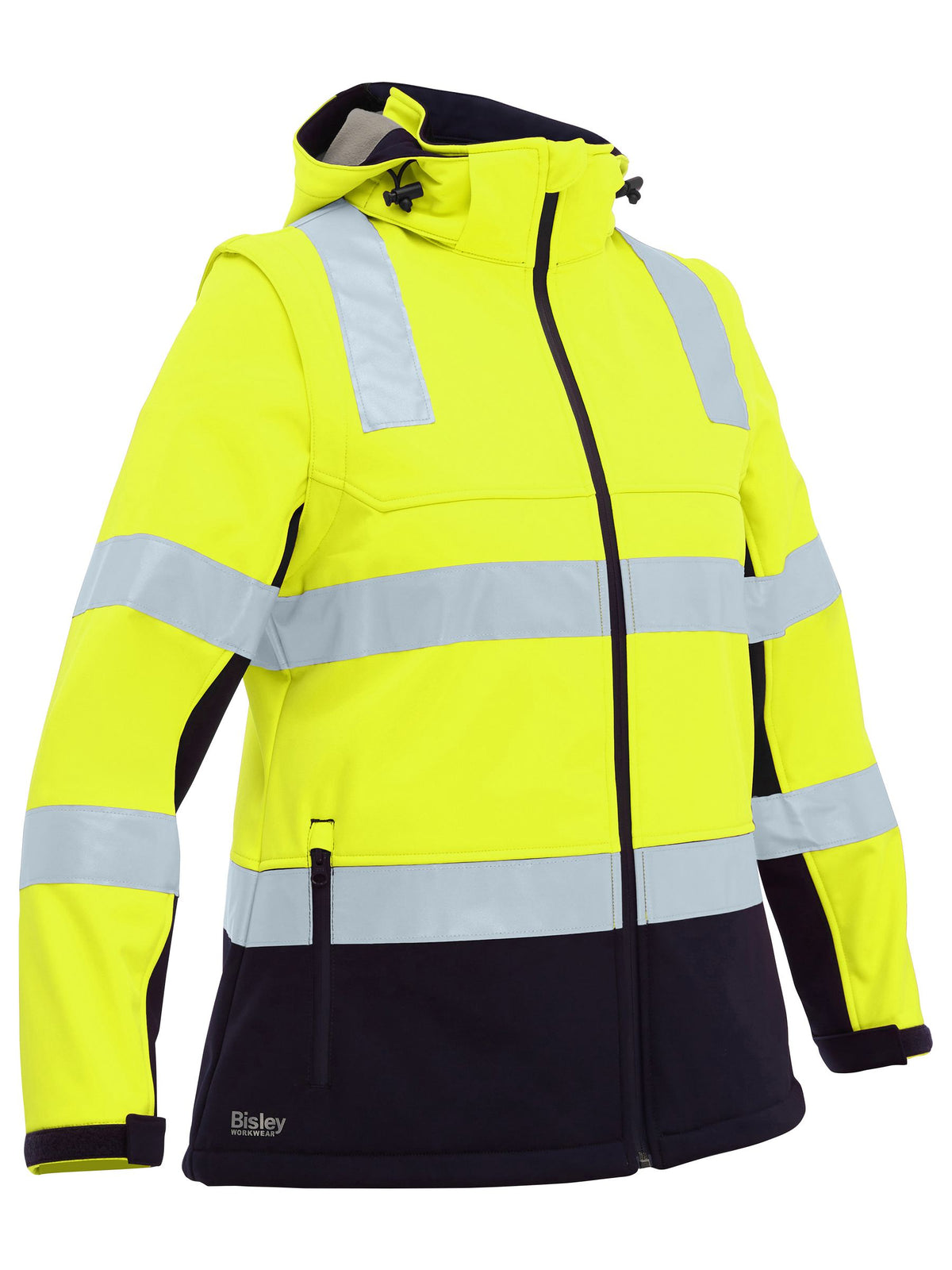 Women's Taped Two Tone Hi Vis 3-in-1 Soft Shell Jacket - Yellow/Navy