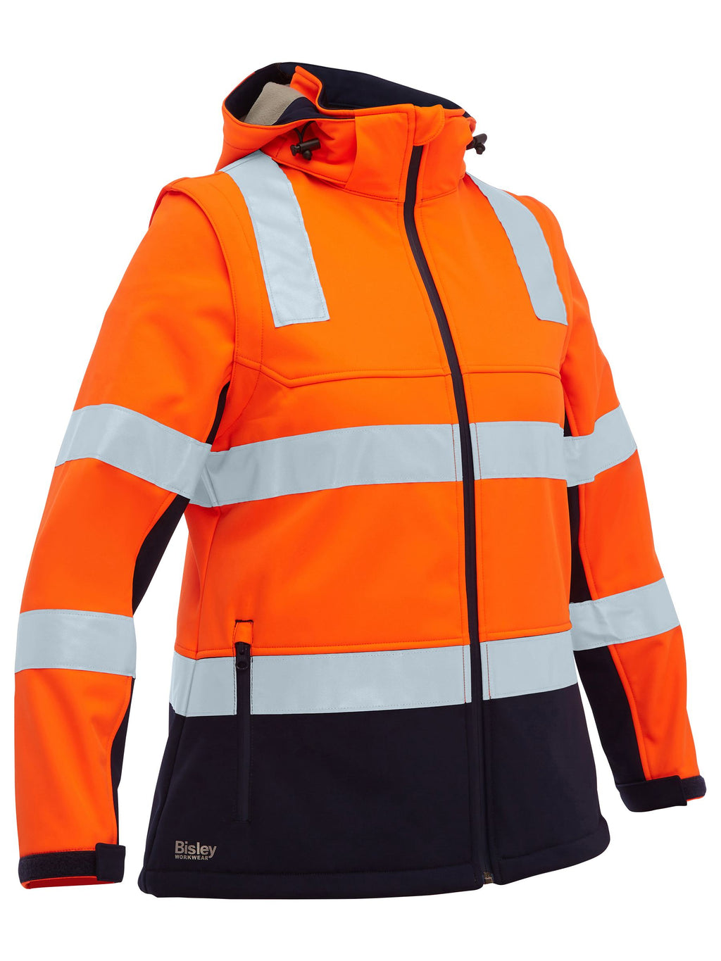 Women's Taped Two Tone Hi Vis 3-in-1 Soft Shell Jacket - Orange/Navy
