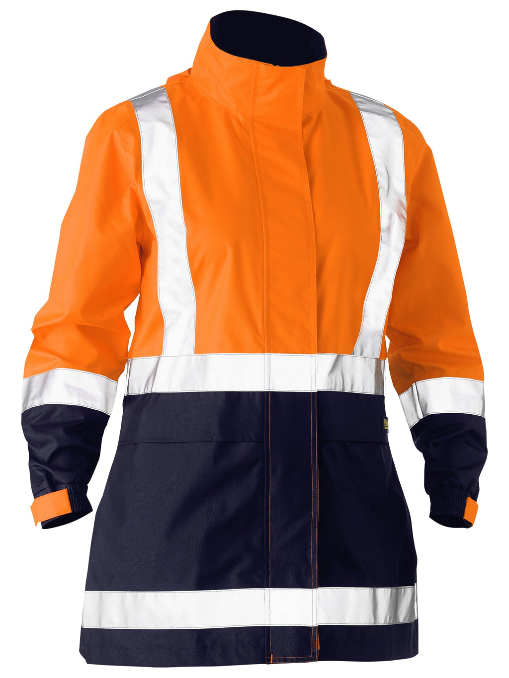 Women's Taped Hi Vis Recycled Rain Shell Jacket - Orange/Navy