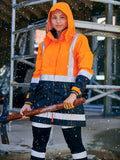 Women's H Taped Two Tone Hi Vis Rain Jacket - Orange/Navy