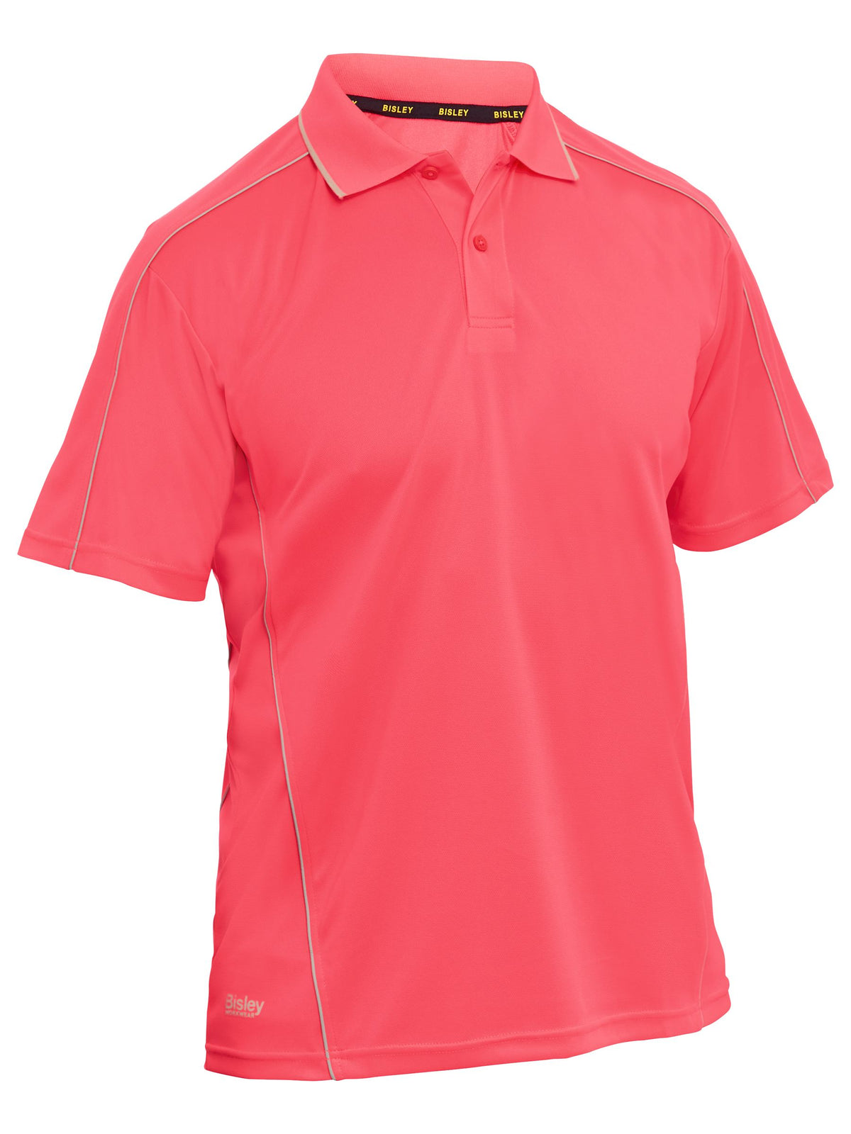 Cool Mesh Polo with Reflective Piping - Hi Vis Pink