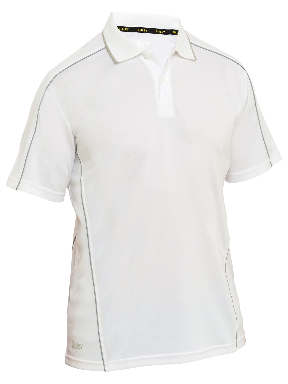 Cool Mesh Polo with Reflective Piping - White