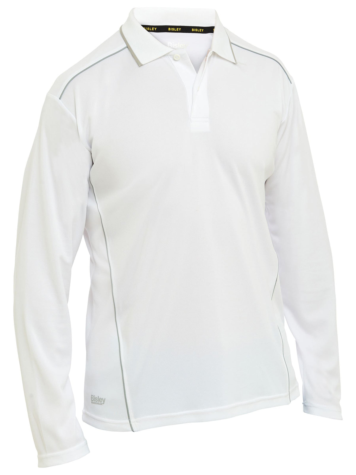 Cool Mesh Polo with Reflective Piping - White