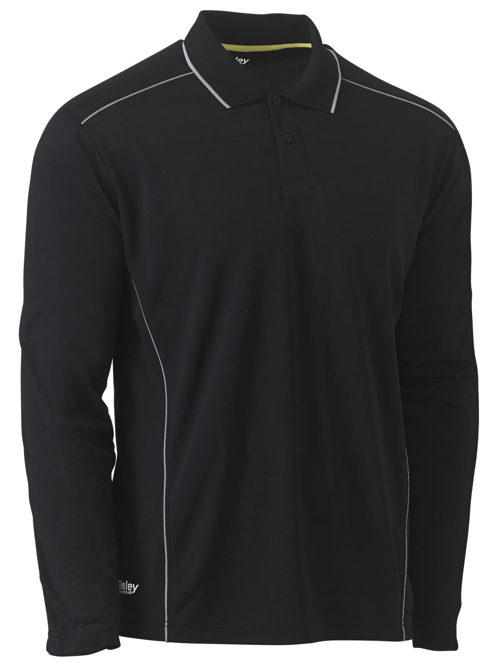 Cool Mesh Polo with Reflective Piping - Black