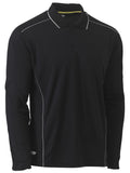 Cool Mesh Polo with Reflective Piping - Black