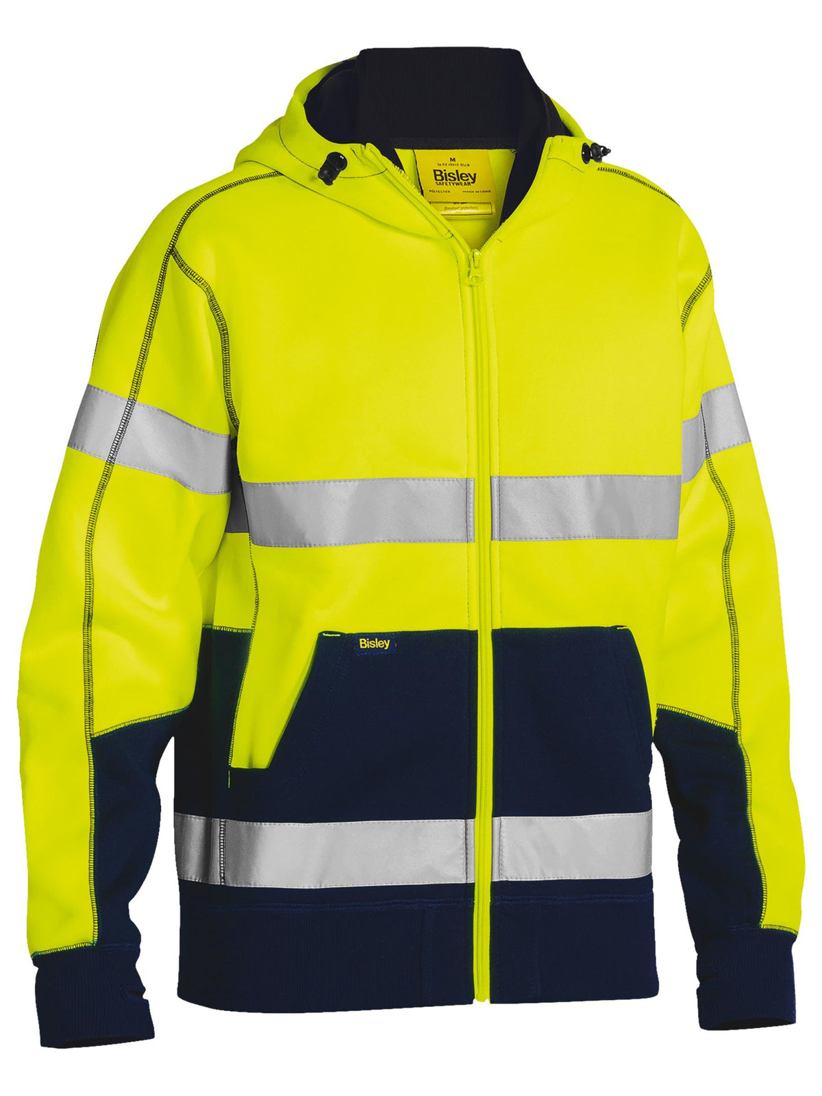 Taped Hi Vis Fleece Hoodie - Yellow/Navy