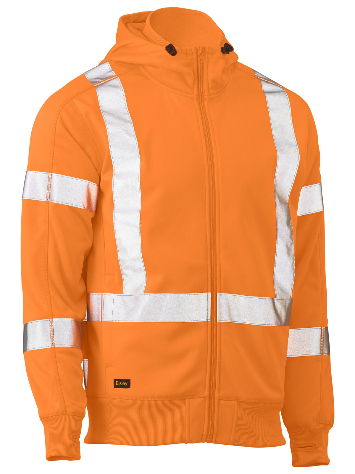 X Taped Hi Vis Zip Front Fleece Hoodie - Rail Orange