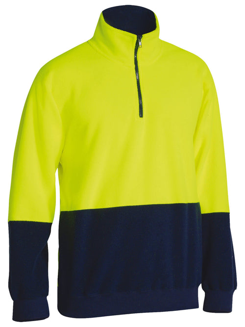 Hi Vis Polar fleece Zip Pullover - Yellow/Navy