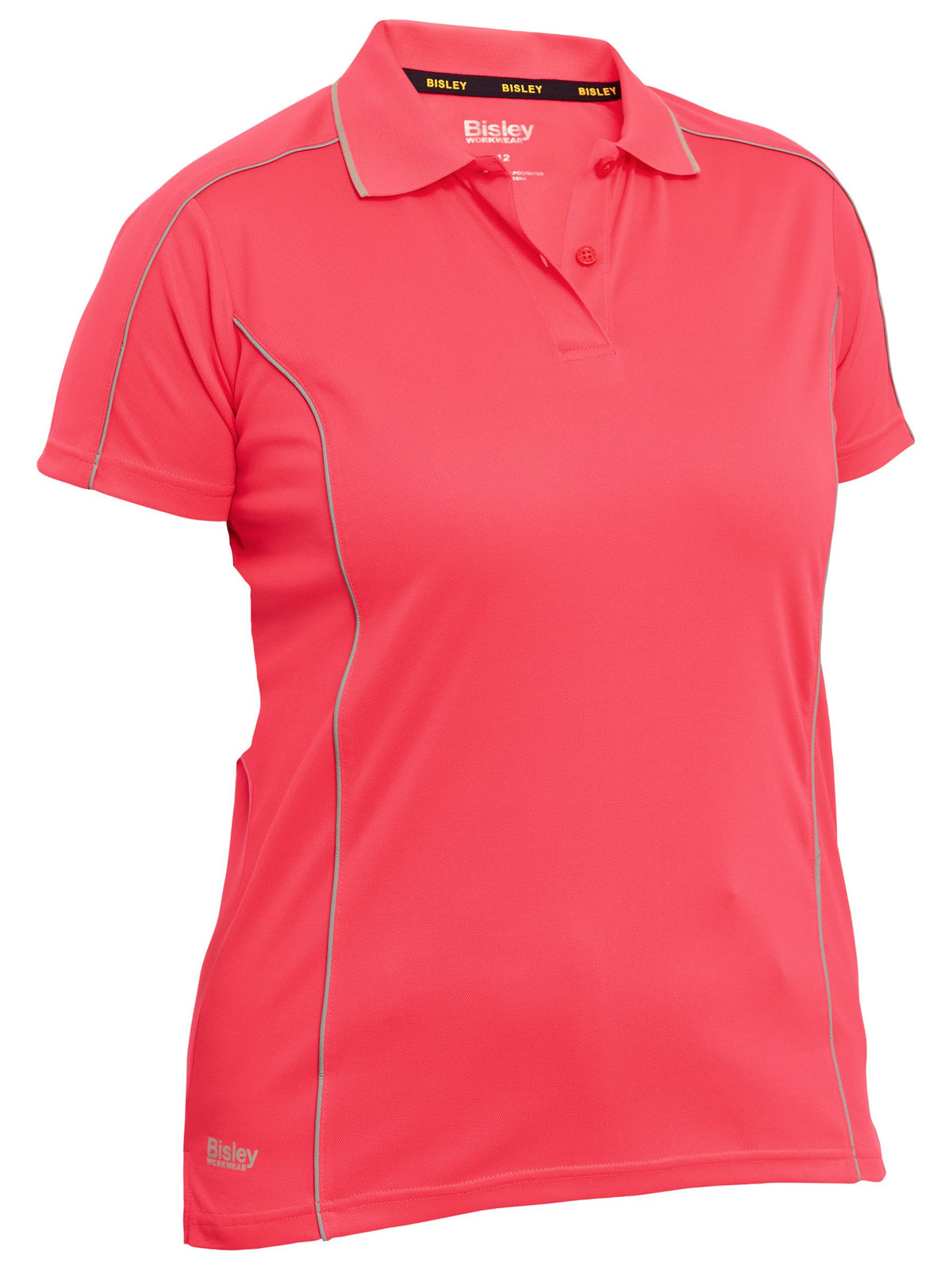Women's Cool Mesh Polo with Reflective Piping - Hi Vis Pink