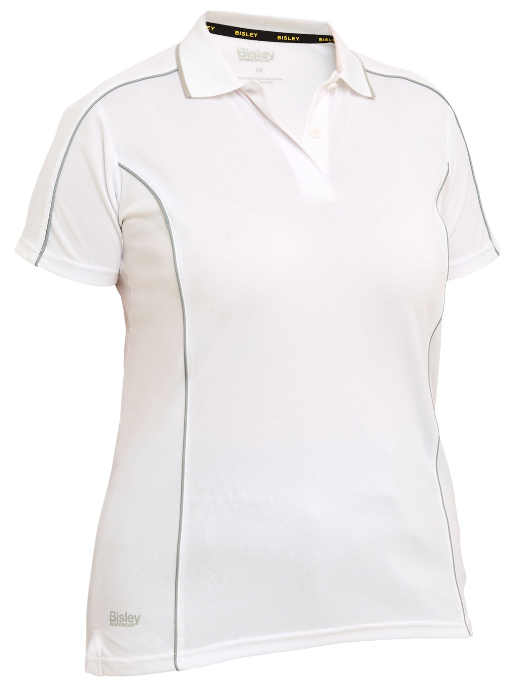 Women's Cool Mesh Polo with Reflective Piping - White