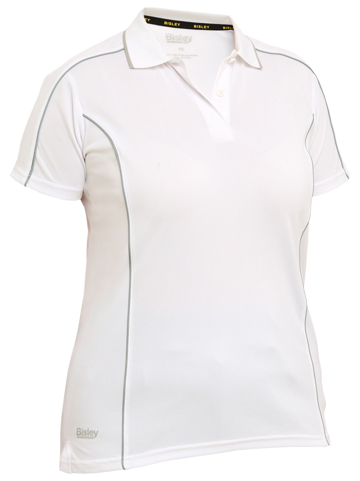 Women's Cool Mesh Polo with Reflective Piping - White