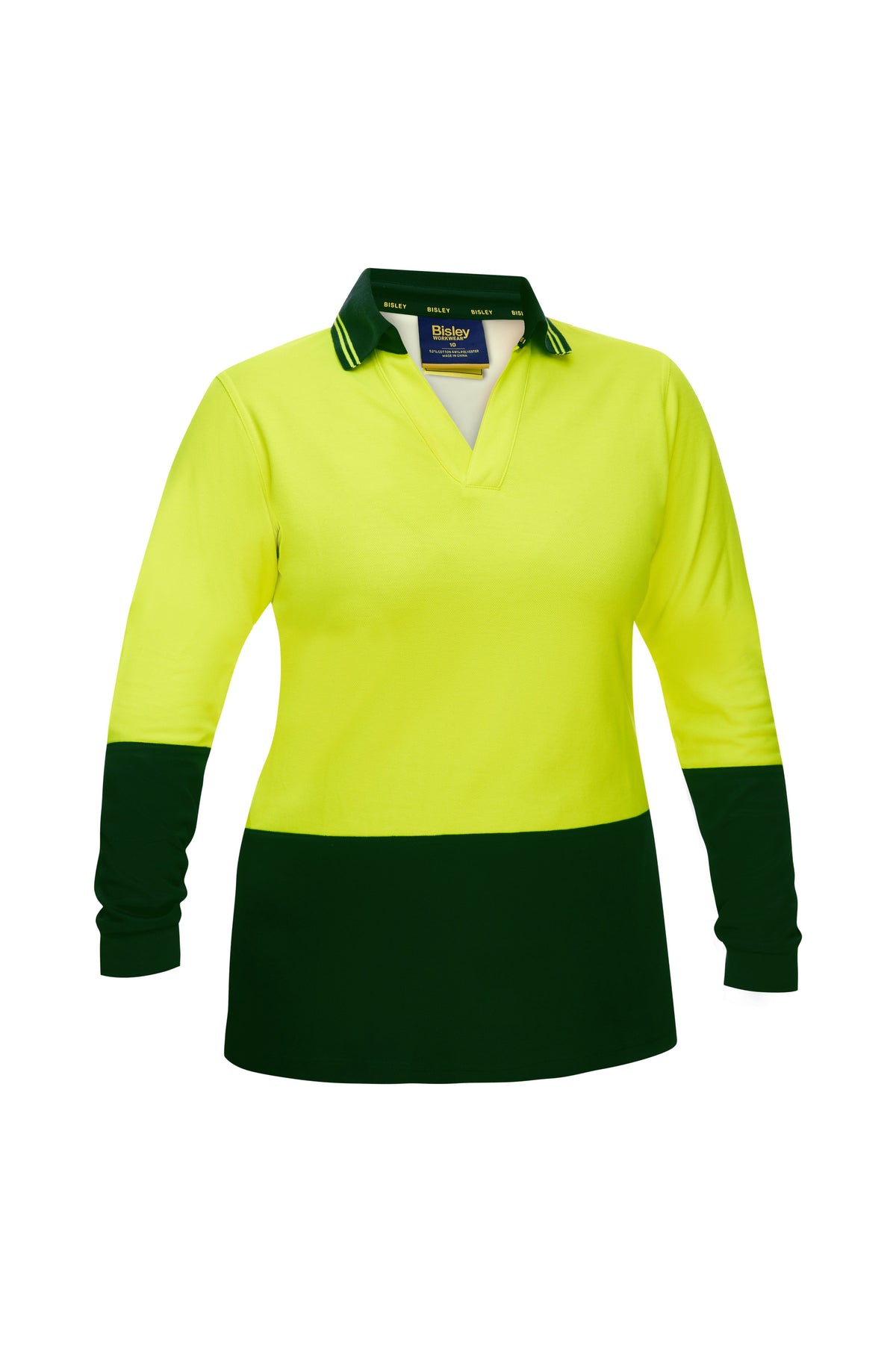Women's Hi Vis V-Neck Polo - Yellow/Bottle