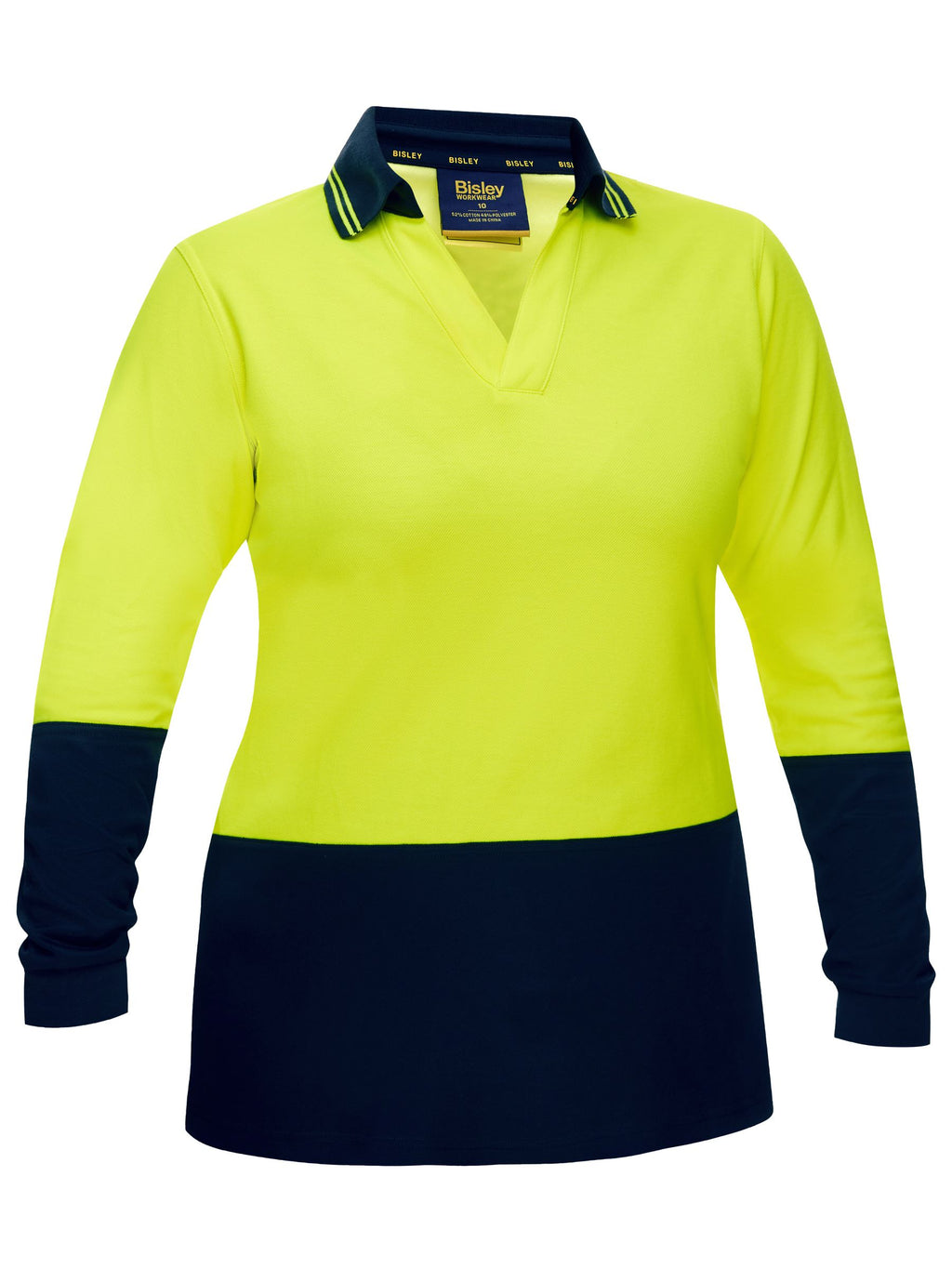 Women's Hi Vis V-Neck Polo - Yellow/Navy