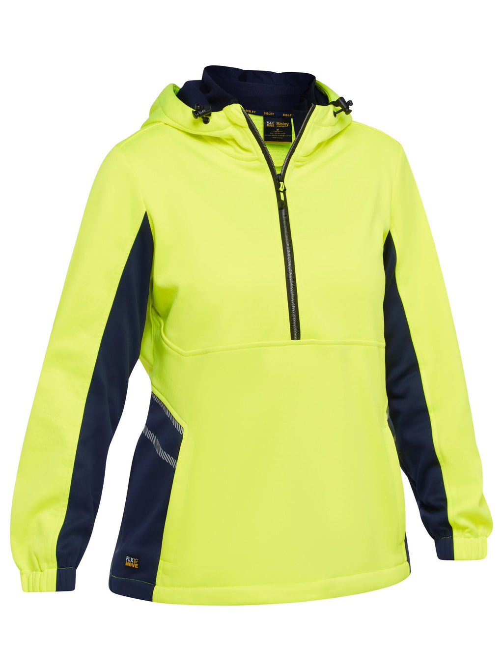 Women's Hi Vis Liquid Repellent Fleece Hoodie - Yellow/Navy