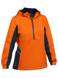 Women's Hi Vis Liquid Repellent Fleece Hoodie - Orange/Navy