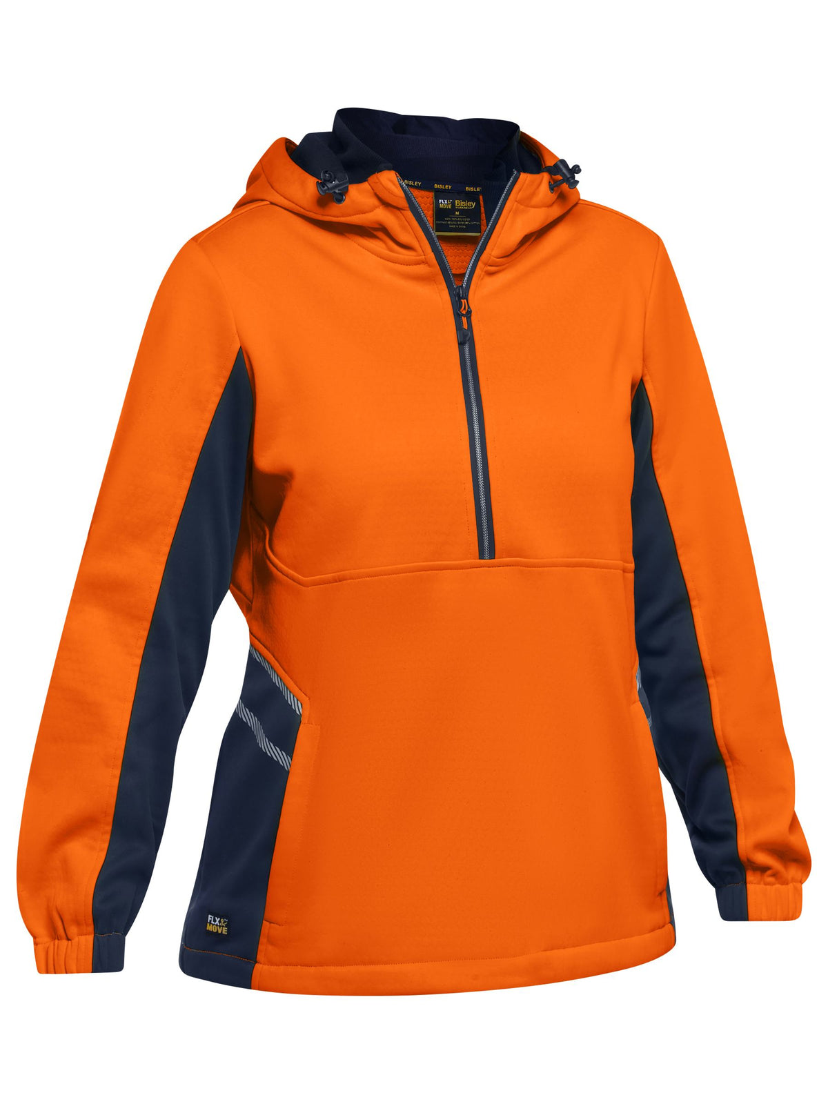 Women's Hi Vis Liquid Repellent Fleece Hoodie - Orange/Navy