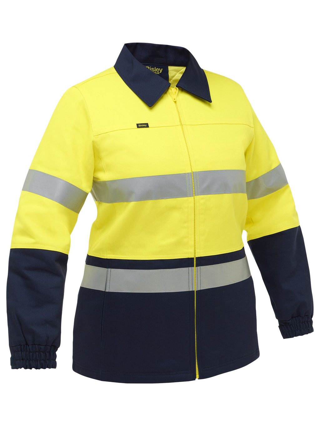 Women's Taped Hi Vis Drill Jacket - Yellow/Navy