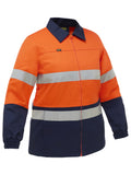 Women's Taped Hi Vis Drill Jacket - Orange/Navy
